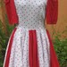 Vtg 60s Red White Heart Print QUEEN of Hearts Very Full Skirt Dress M L