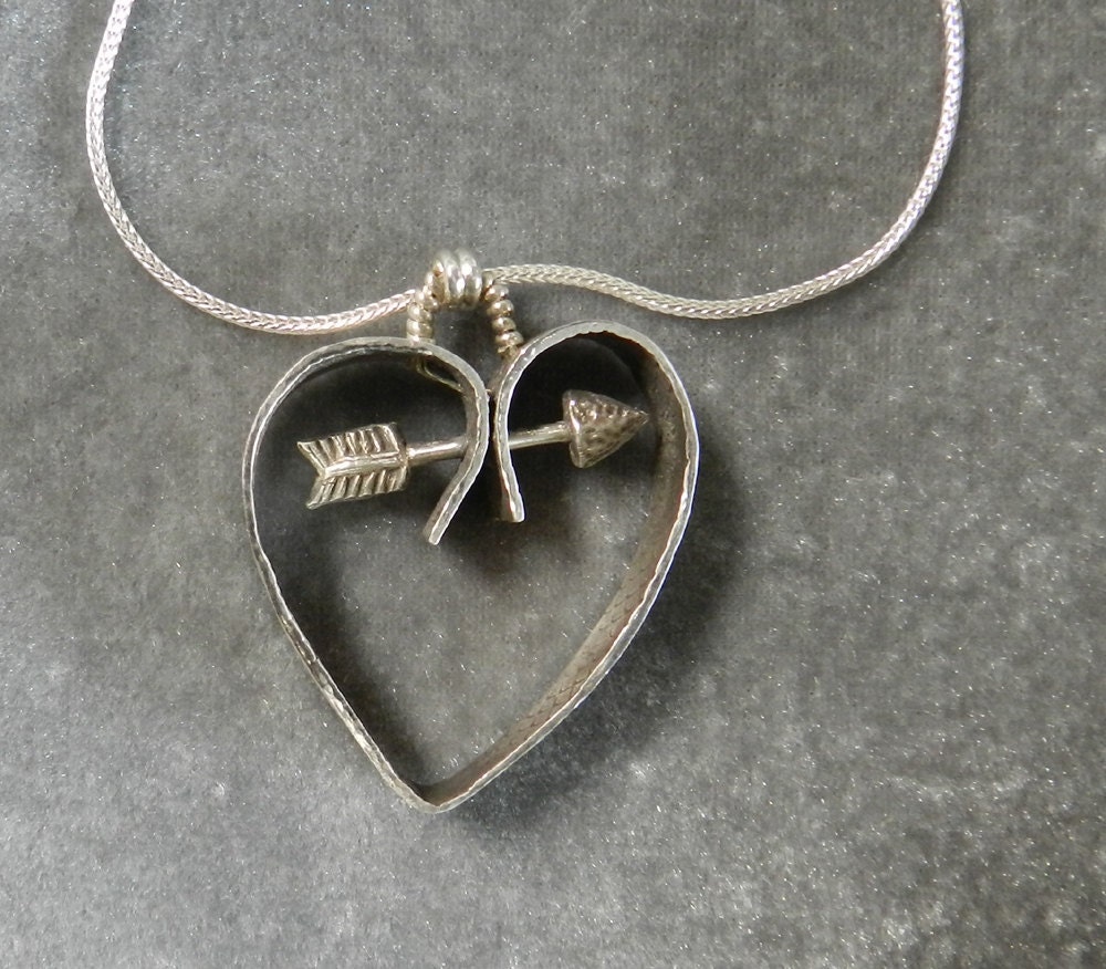Fine Silver Open Heart with Arrow