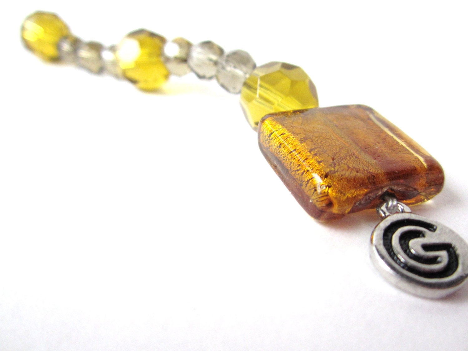 GRATEFUL BEADS Dichroic Glass Brown Amber Gold Prayer Accessory Unique Graduation Gift Journal Bookmark Keys Backpack Purse Decor
