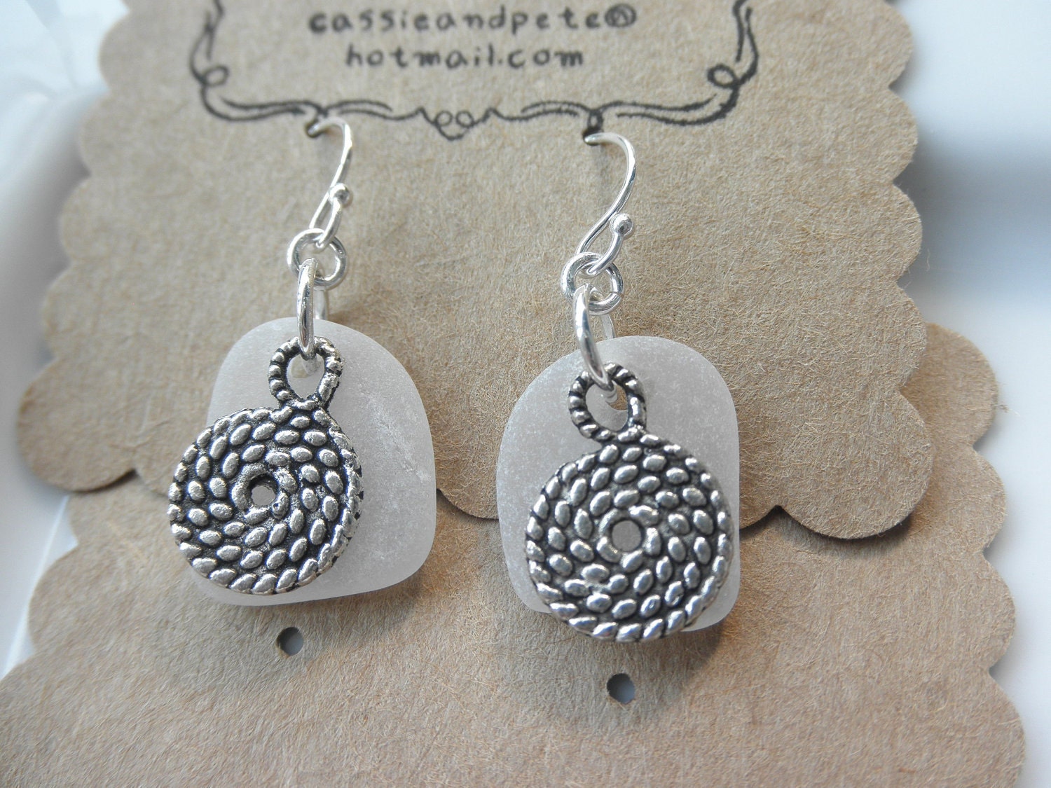 Nautical Rope Lake Erie Beach Glass Earrings