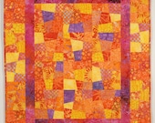 Orange Patchwork Quilted Wall Hanging - "Tangerine Dream"