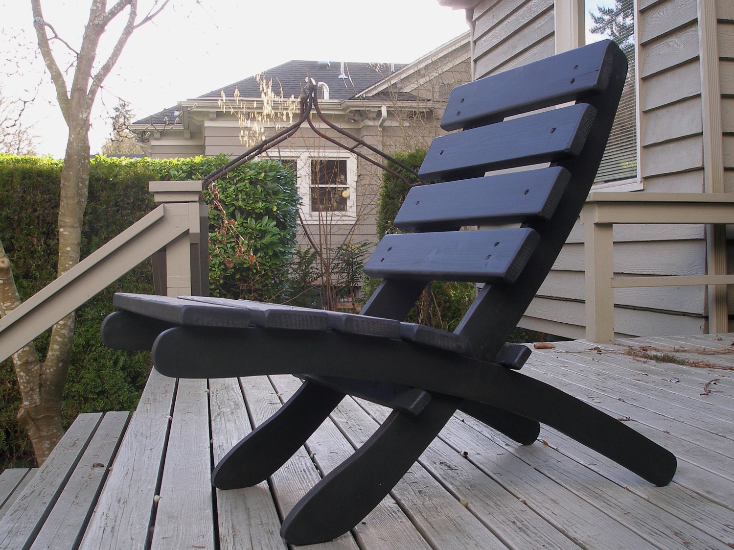 Cedar Lounge Chair for Patio and Deck (color: Slate Black)