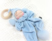 Velour Teething Gnome-Baby Blue