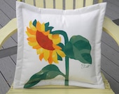 Sunflower pillow painted 20" indoor outdoor gold yellow gardening horticulture seeds birding farm petal sun Van Gogh Crabby Chris Original