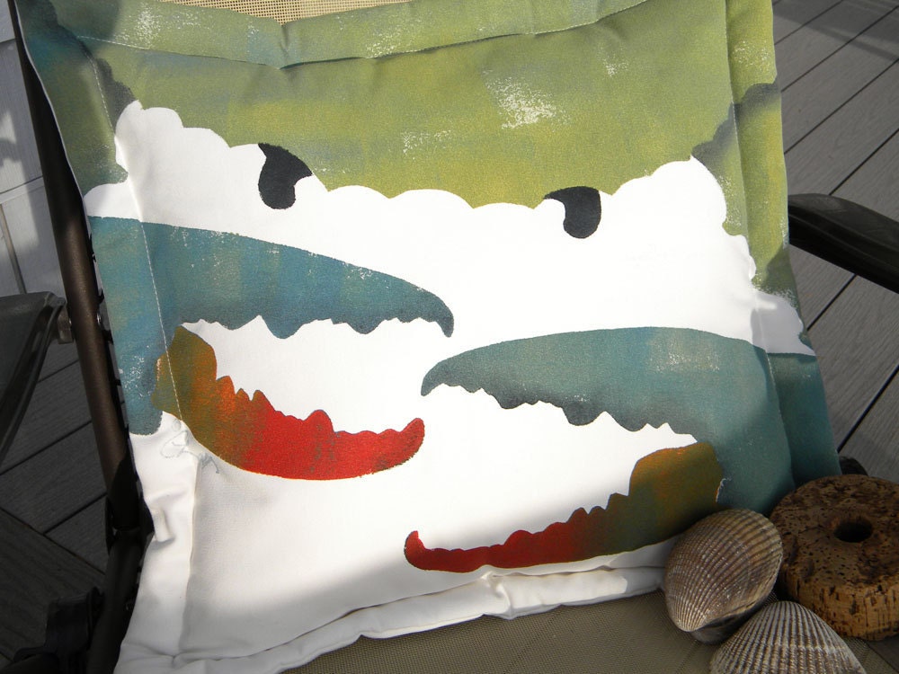 She Crab indoor outdoor 20"  pillow Revenge of the Blue Crab girl claw seafood crabby canterkerous ocean coastal marine beach pinchers