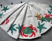 LIMITED EDITION Crab Christmas tree skirt sea stars coastal beach starfish shell shelling beachcombing Dungeness Crabby Chris Original