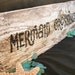Mermaid crossing sign driftwood painted coastal beach cabin cottage nautical seashore hand painted wood