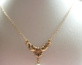 Art Nouveau Pearl Necklace, Bridal Jewelry, Gifts for Her