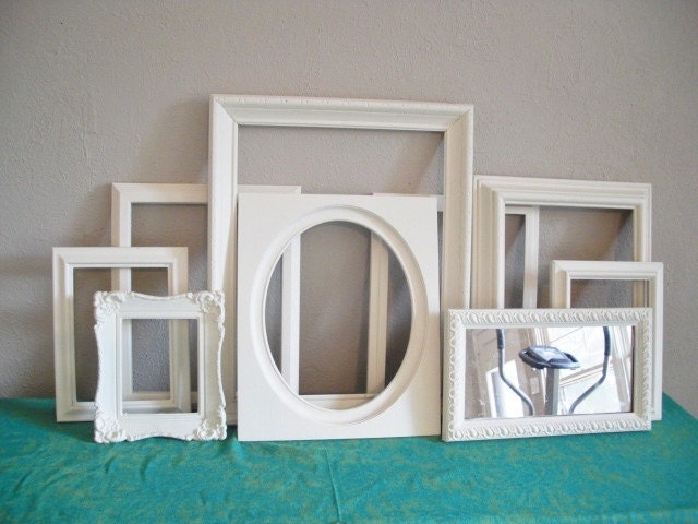 Antique White Empty Wall Frames Eclectic Instant Collection Shabby Chic Cottage Paris - CityOfKaris
