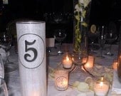 Wedding Table Number Candle Holder (tall cylinder) by Spell It Out