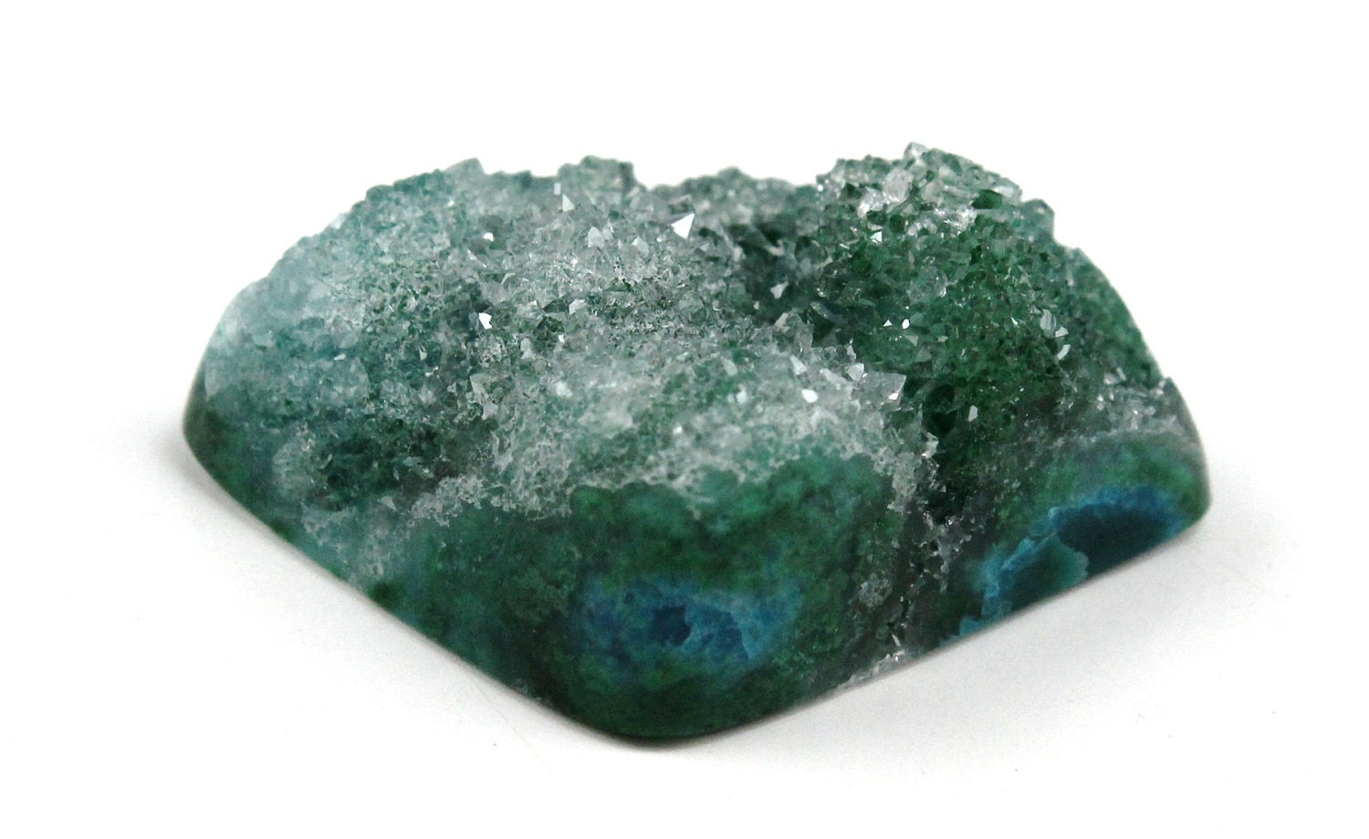 SALE MARKED DOWN Mix of Chrysocolla, Malachite, Dioptase With Quartz Druzy Cabochon