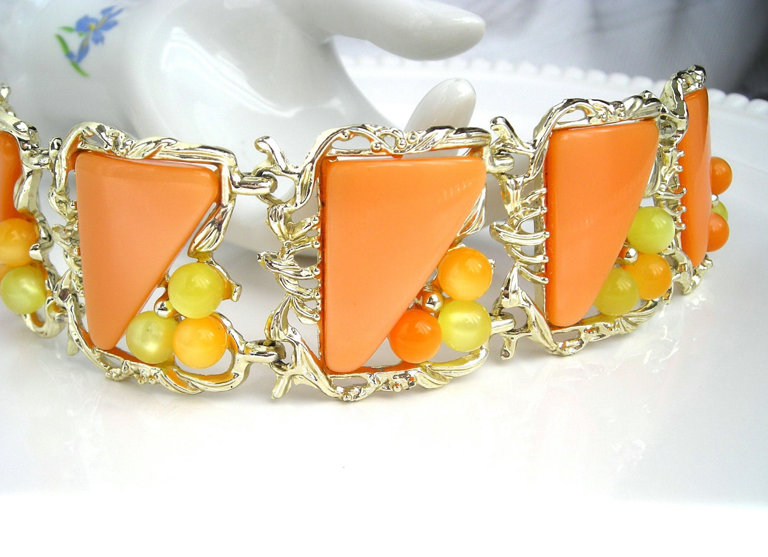 Vintage PAM Signed Tangerine Orange Thermoset Bracelet