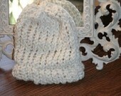 Organic Cotton Cream Baby Hat - Hand Knit