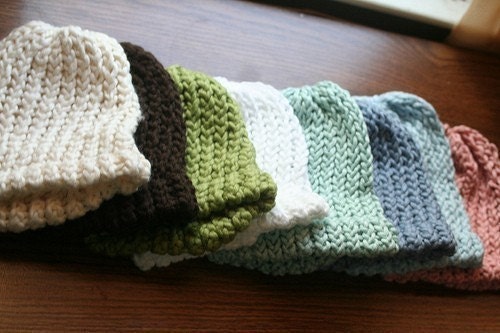 Three Organic Cotton Knit Baby Hats - 3 for 24 dollars