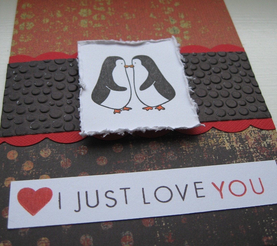 I Just Love You Penguin Valentine Greeting Card