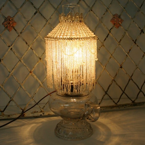 Victorian Lamp with Beaded Shade by ConceptFurnishings on Etsy