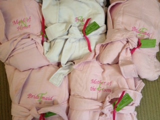 10 - BRIDE BRIDESMAIDS Moms Spa ROBES only - Personalized Spa Bath Embroidered Monogram gift