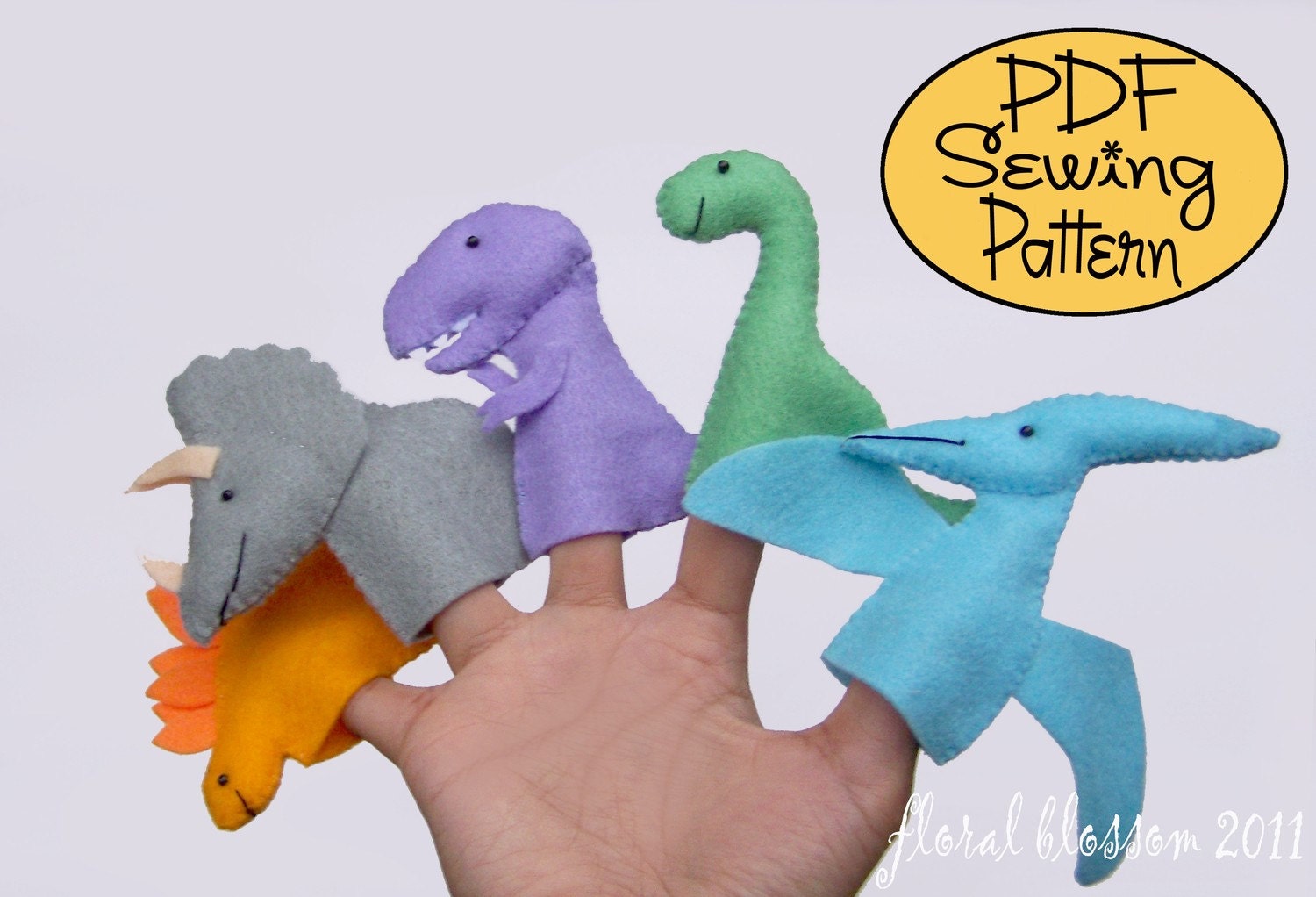 PDF Pattern: Prehistoric Friends Felt Finger Puppets