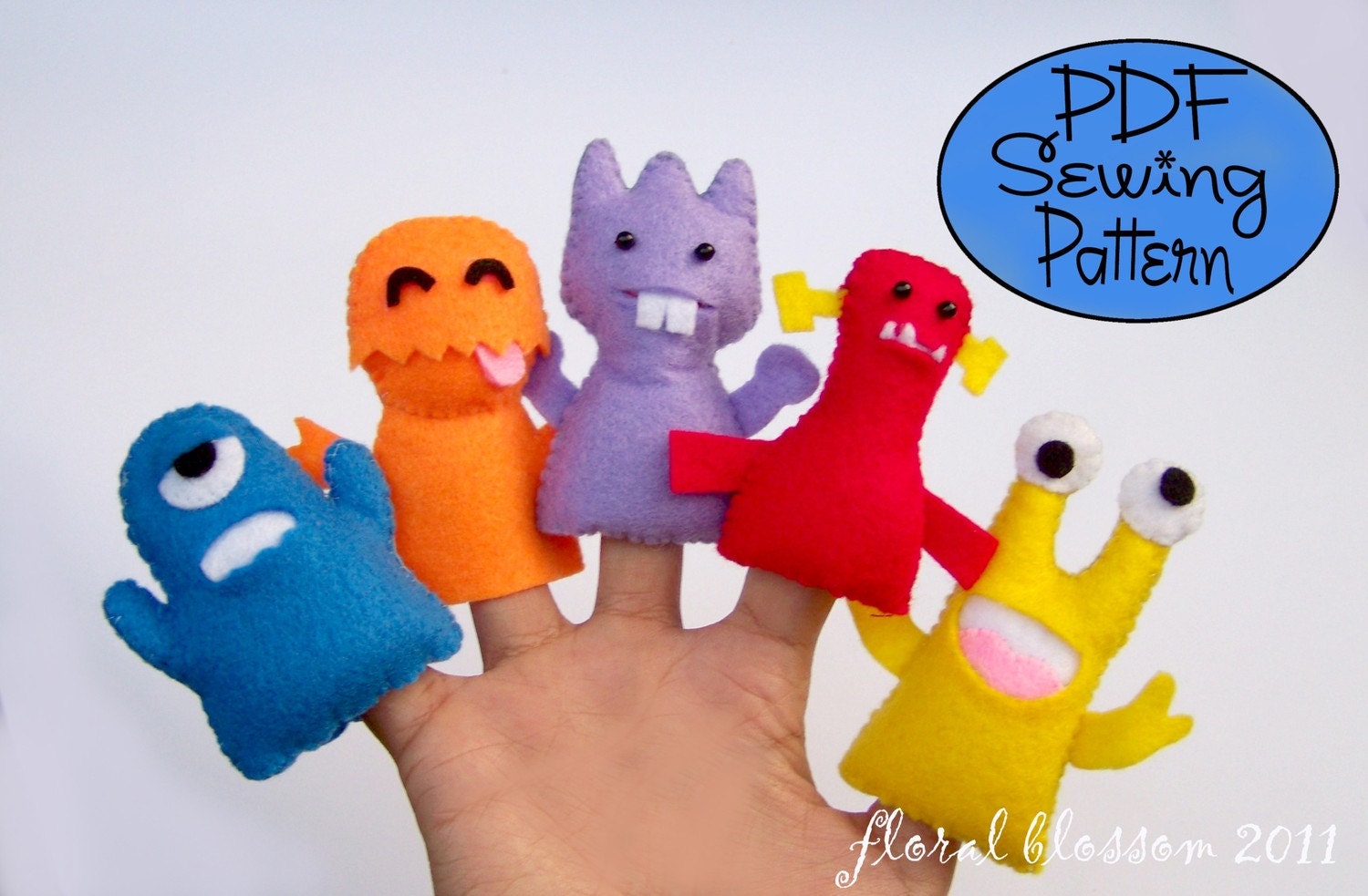 PDF Pattern: Little Monsters Felt Finger Puppets