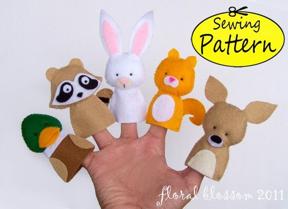 PDF Pattern: Woodland Creatures 02 Felt Finger Puppets