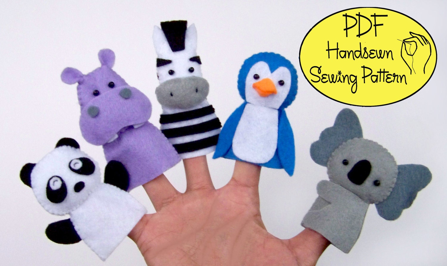 PDF Pattern: Zoo Friends 02 Felt Finger Puppets