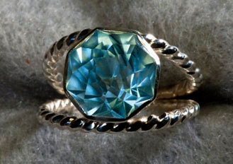 Sky Blue Topaz Rose Petal Color Engagement Ring