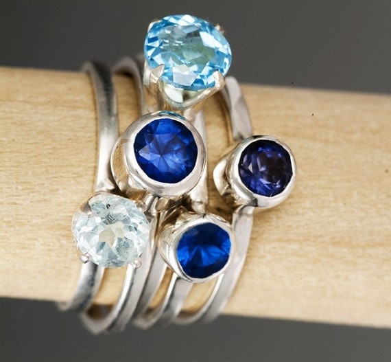 Swiss Blue Topaz Sterling Stacking Ring