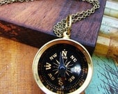 Unisex Wanderlust Brass Compass Necklace
