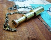 Steampunk Captain Mini Spyglass Brass Telescope Necklace