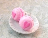 Pink macaron post earrings