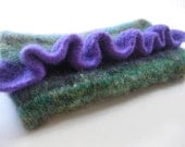 SALE Felted Wool Clutch with Purple Ruffle