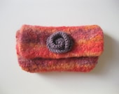 SALE Tangerine Clutch with Muted Purple Swirl