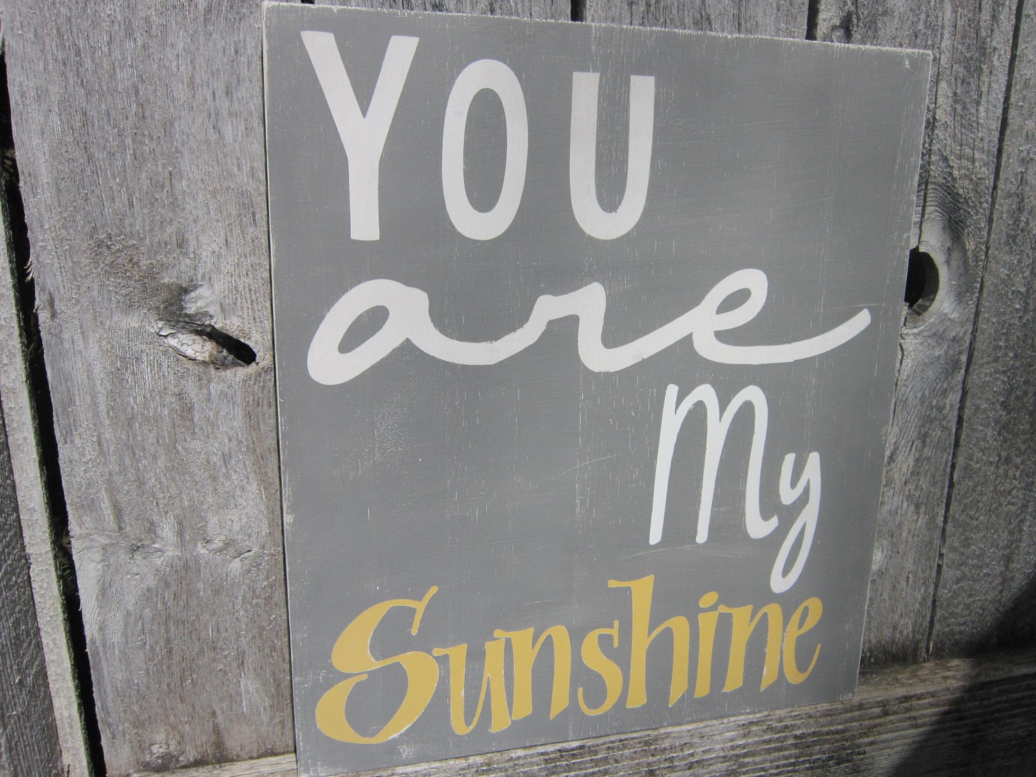 You are my sunshine, sign, wall hanging, grey and yellow