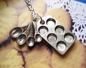 Bakers Necklace, Silver Muffin Pan and Measuring Spoon Charms, Pendant Necklace, Gift for Mom, Cooking Jewelry,