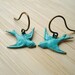 Bird Earrings, Blue Swallow Charms on Antiqued Brass, Dangle Earrings, Bluebird, Drop Earrings, Everyday Jewelry