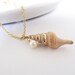 Shell Necklace, Natural Seashell with Freshwater Pearl, Beach Wedding Jewelry