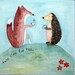 Take Time for Tea - fox and hedgehog, mini art, simple, woodland, tea drinker, coffee, kitchen art