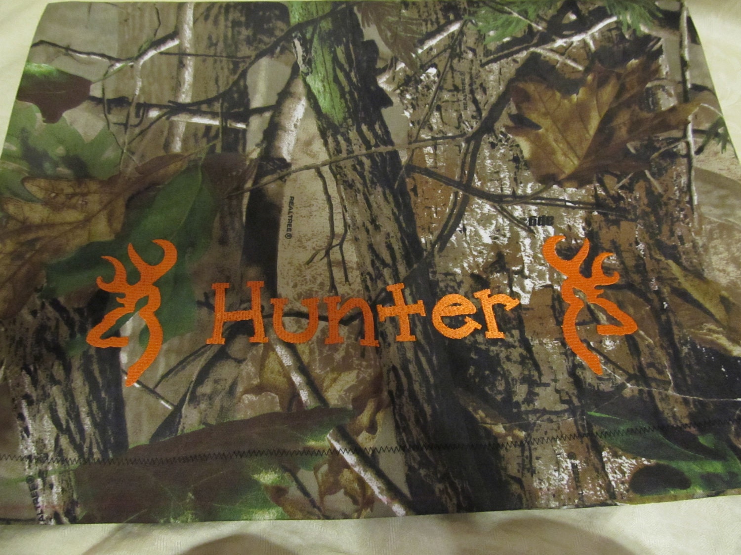 New Custom Handmade standard size pillow case realtree camo camouflage browning inspired deer you choose color and name