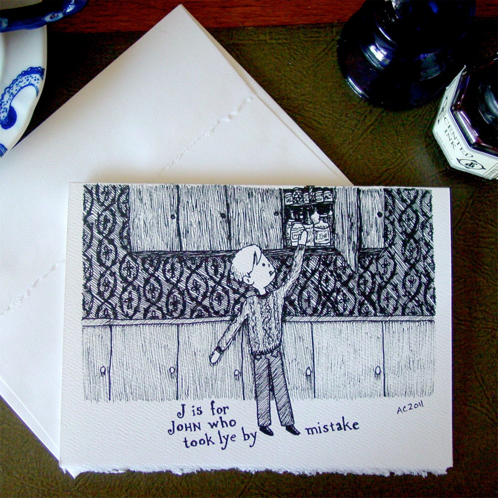 Sherlock Holmes and John Watson - Handmade Cards in the Style of Edward Gorey