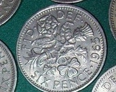 1x Lucky British Sixpence (nickel) 1950s-60s