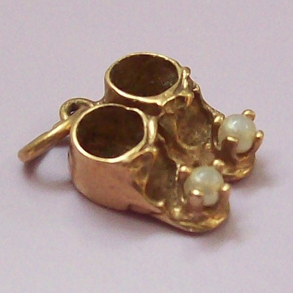 Solid 10k Gold Baby Shoes Charm by greenlandturtle on Etsy