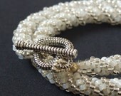 White and silver beaded cord neacklace - Here comes the bride