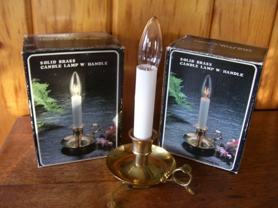 SaLe Solid Brass Electric Candle Lamps w/Handle by thefunnybunny
