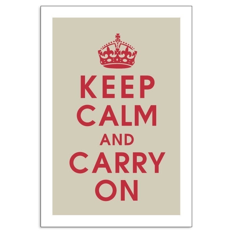 Keep Calm and Carry On, 13x19 Poster (French Grey and Red) Purchase 3 and get 1 FREE