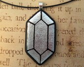 Legend of Zelda Silver Rupee Fused Glass Pendant