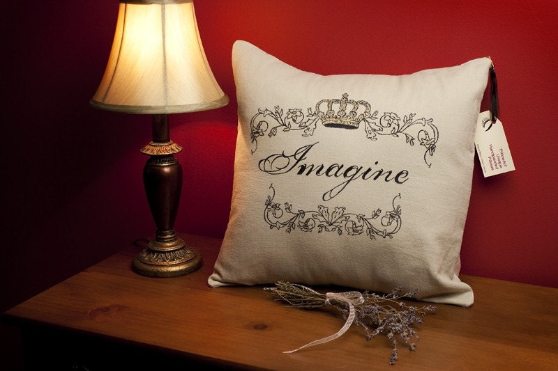 Beige Linen Pillow Cover Imagine Hand Painted French Country