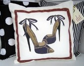 Purple Stilettos Pillow Cover Hand Painted High Heels