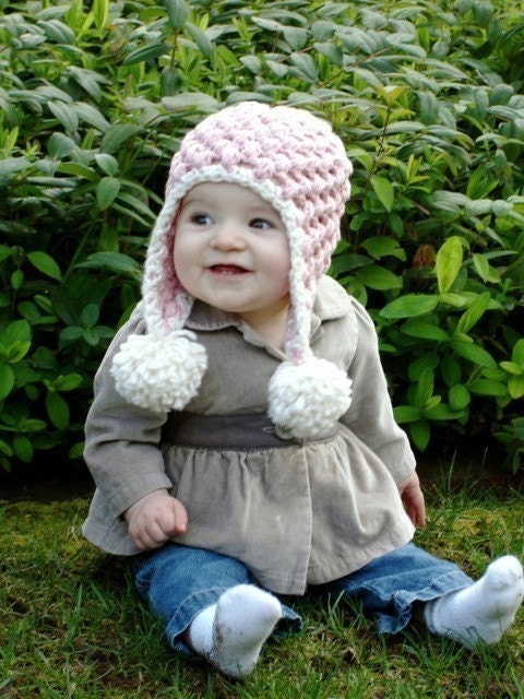 Pink Organic Crochet Pom-Pom Hat