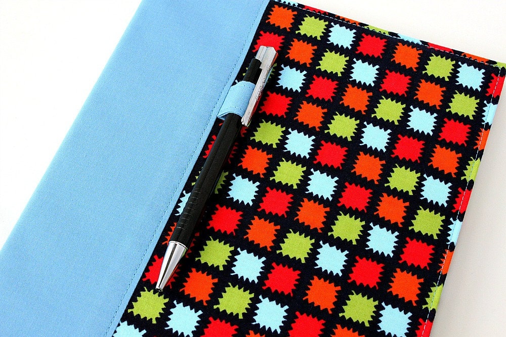 Fabric journal cover for composition notebooks - includes pen - Geometric