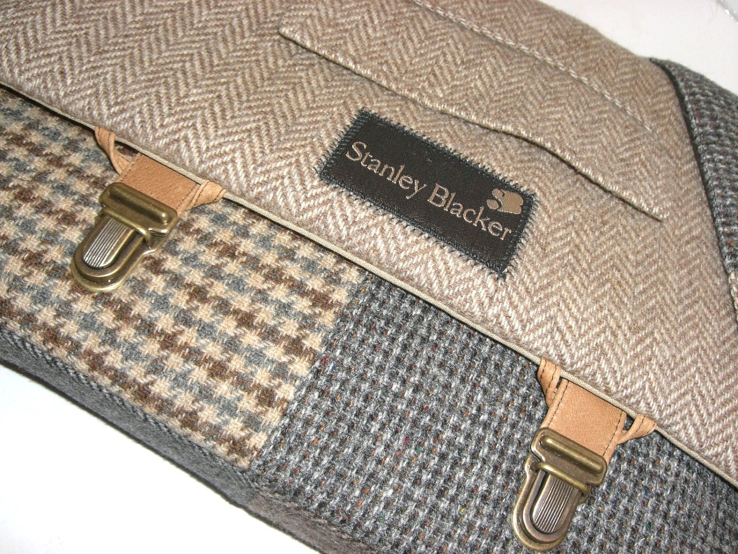 Messenger Bag Laptop Sleeve,Trunk Latch,Recycled Suit Coat